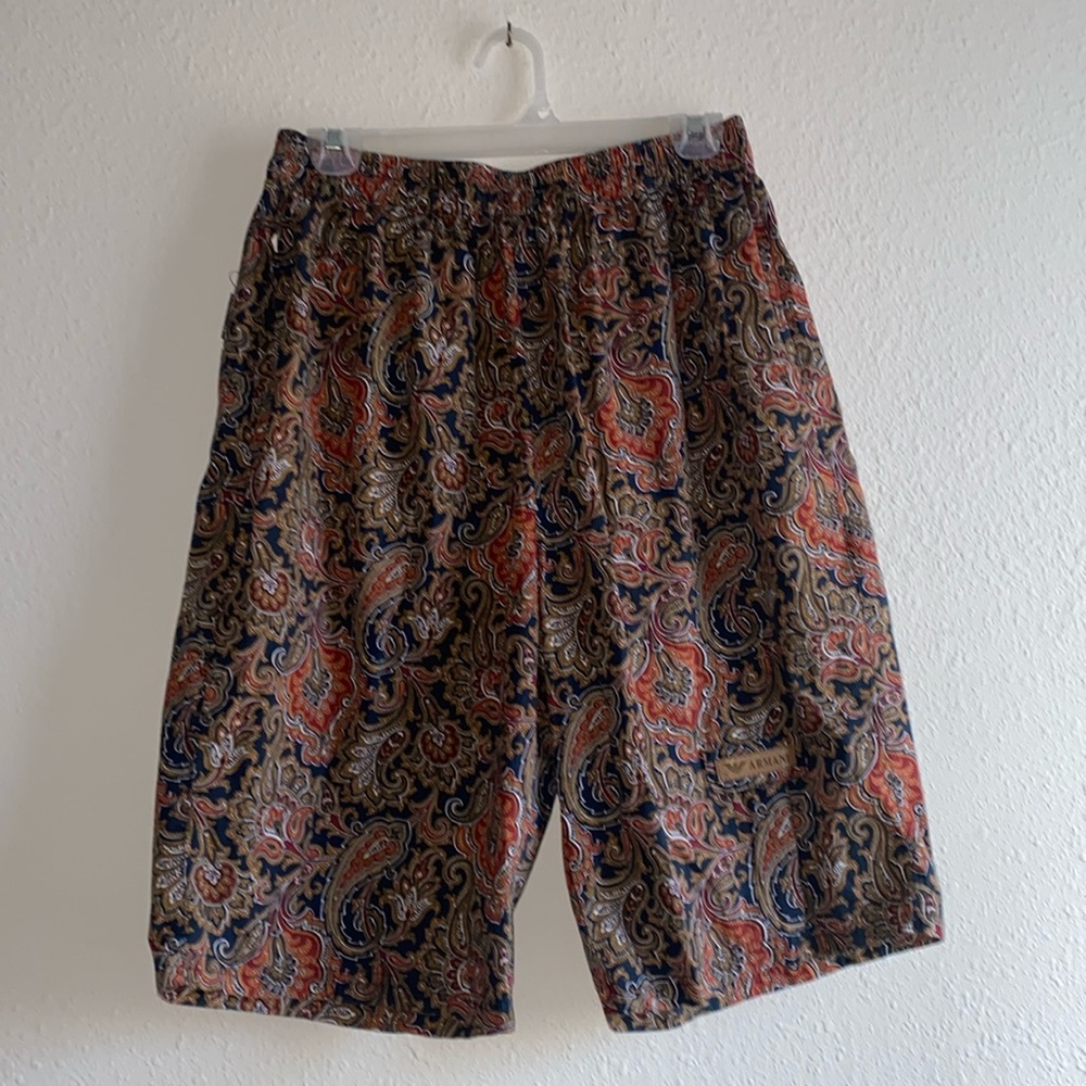 Emporio Armani Swim Trunks in Navy Blue and Dark Red Paisley